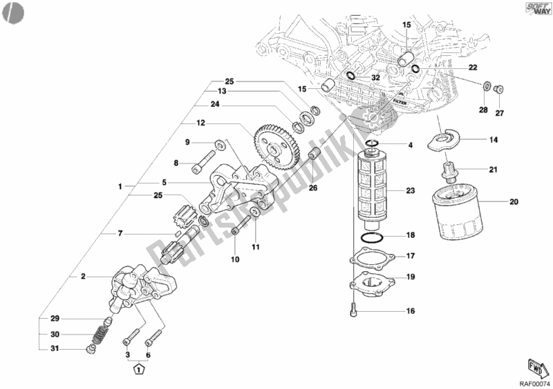 Alle onderdelen voor de Oliepomp - Filter van de Ducati Superbike 998 R 2002